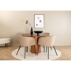 Ruokailuryhmä Venture Home, ⌀110cm Bianca-pöytä + 4 beigeä Berit-tuolia