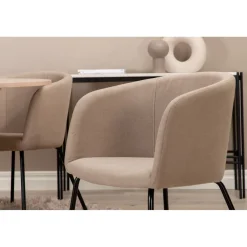 Ruokailuryhmä Venture Home, ⌀110cm Bianca-pöytä + 4 beigeä Berit-tuolia