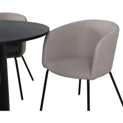 Ruokailuryhmä Venture Home, ⌀110cm Bianca-pöytä + 4 beigeä Berit-tuolia