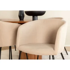 Ruokailuryhmä Venture Home, ⌀110cm Bianca-pöytä + 4 beigeä Berit-tuolia