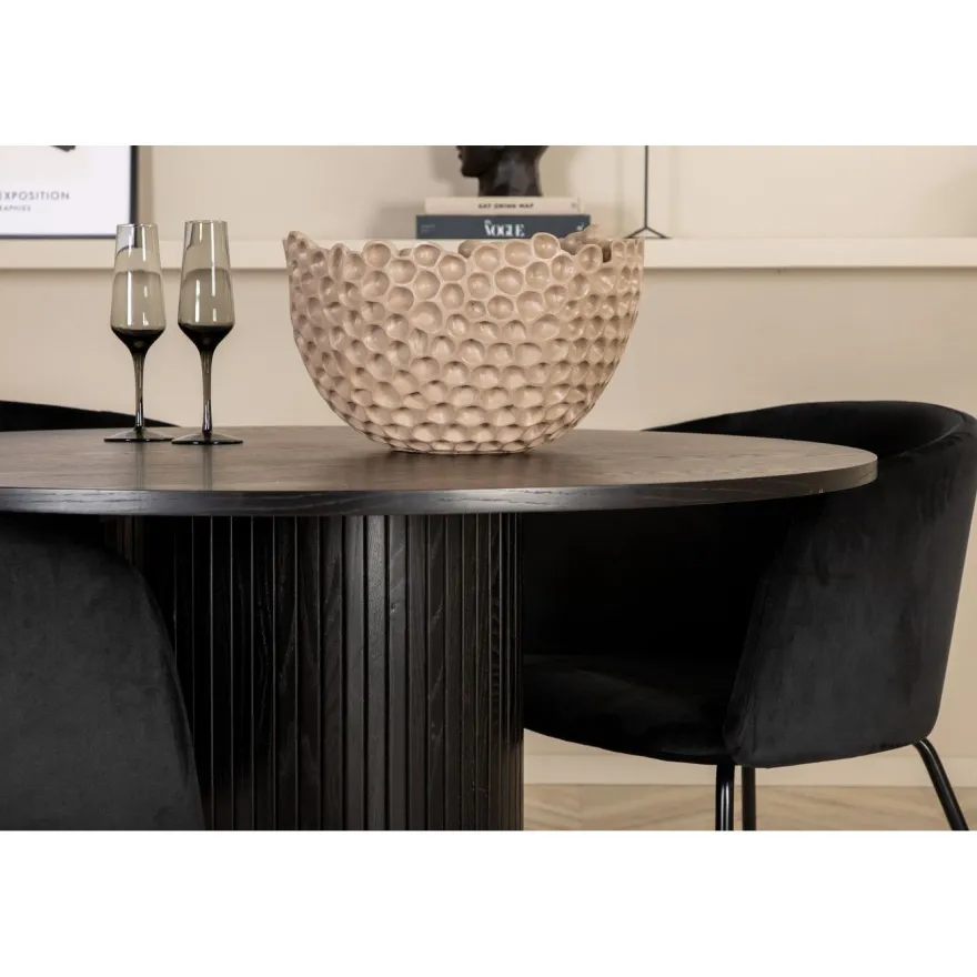 Ruokailuryhmä Venture Home, ⌀110cm Bianca-pöytä + 4 Berit-tuolia, sametti