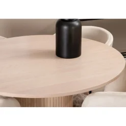 Ruokailuryhmä Venture Home, ⌀110cm Bianca-pöytä + 4 Berit-tuolia, sametti