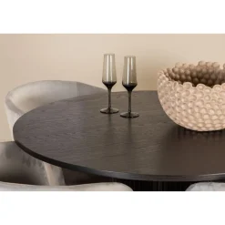 Ruokailuryhmä Venture Home, ⌀110cm Bianca-pöytä + 4 Berit-tuolia, sametti