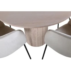 Ruokailuryhmä Venture Home, ⌀110cm Bianca-pöytä + 4 Berit-tuolia, sametti