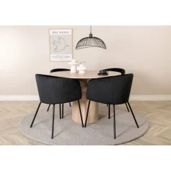 Ruokailuryhmä Venture Home, ⌀110cm Bianca-pöytä + 4 Berit-tuolia, sametti