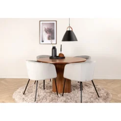 Ruokailuryhmä Venture Home, ⌀110cm Bianca-pöytä + 4 Berit-tuolia, sametti