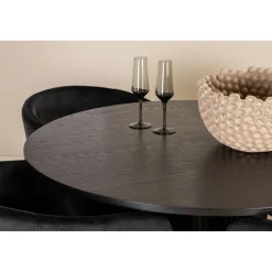 Ruokailuryhmä Venture Home, ⌀110cm Bianca-pöytä + 4 Berit-tuolia, sametti