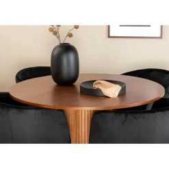 Ruokailuryhmä Venture Home, ⌀110cm Bianca-pöytä + 4 Berit-tuolia, sametti