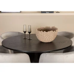 Ruokailuryhmä Venture Home, ⌀110cm Bianca-pöytä + 4 Berit-tuolia, sametti