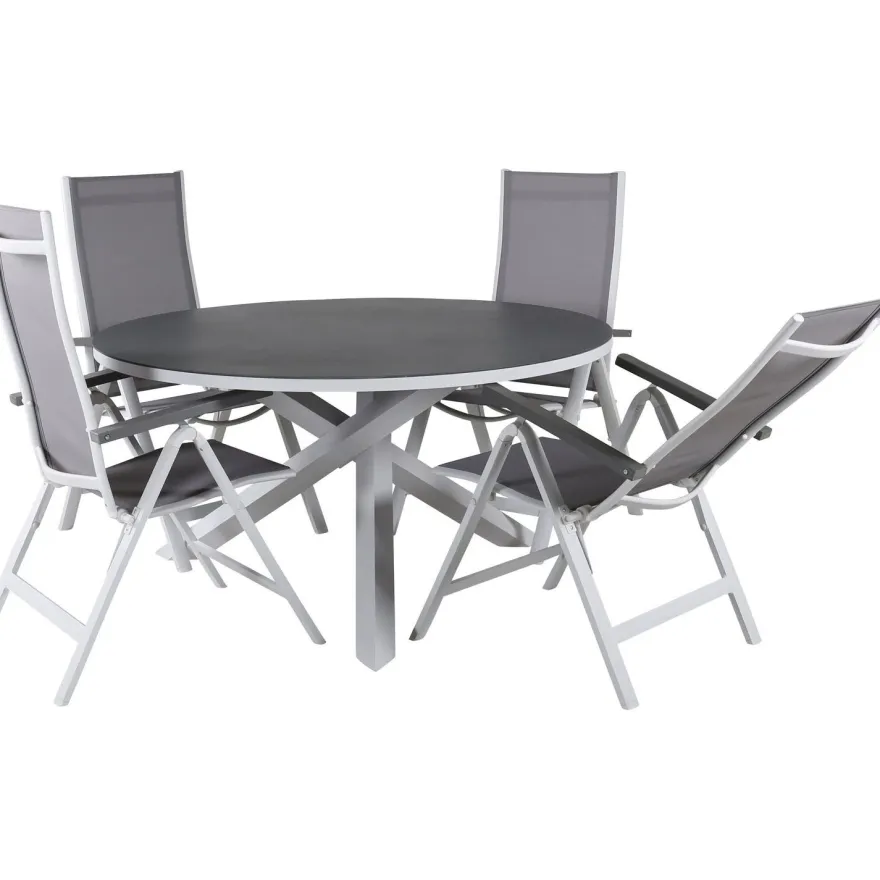 Ruokailuryhmä Venture Home, ø140cm Copacabana-pöytä + 4 Albany-tuolia