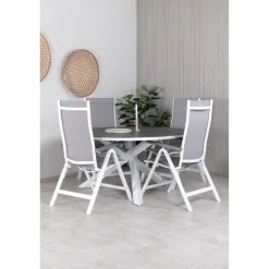 Ruokailuryhmä Venture Home, ø140cm Copacabana-pöytä + 4 Albany-tuolia