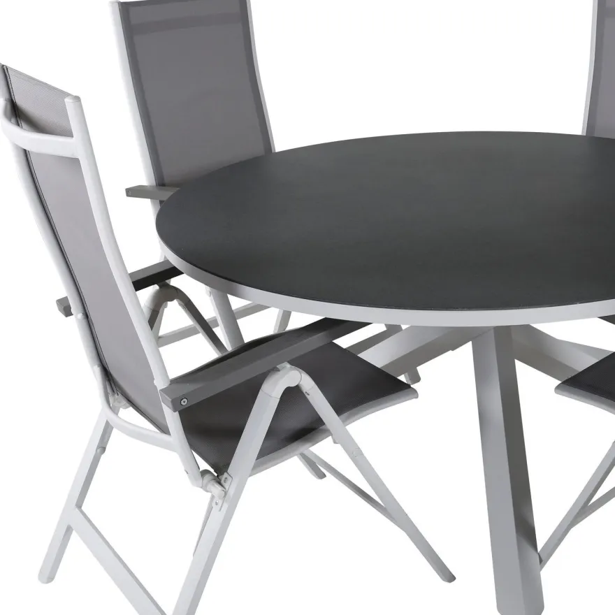 Ruokailuryhmä Venture Home, ø140cm Copacabana-pöytä + 4 Albany-tuolia