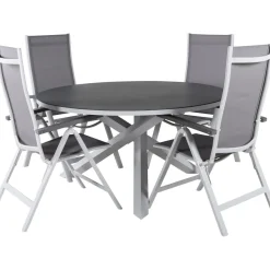 Ruokailuryhmä Venture Home, ø140cm Copacabana-pöytä + 4 Albany-tuolia