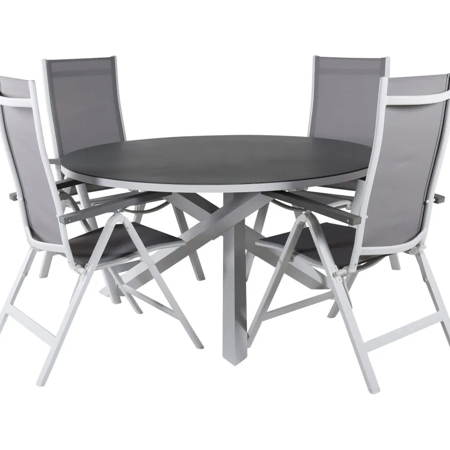 Ruokailuryhmä Venture Home, ø140cm Copacabana-pöytä + 4 Albany-tuolia