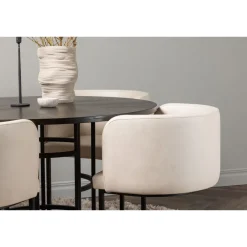 Ruokailuryhmä Venture Home, ⌀115cm Copenhagen-pöytä + 4 beigeä Simrishamn-tuolia