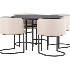 Ruokailuryhmä Venture Home, ⌀115cm Copenhagen-pöytä + 4 beigeä Simrishamn-tuolia