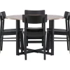 Ruokailuryhmä Venture Home, ⌀120cm Durango-pöytä + 4 mustaa Montros-tuolia