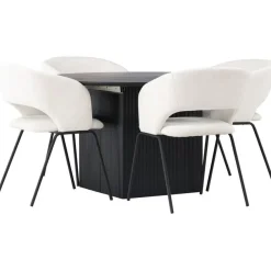Ruokailuryhmä Venture Home, ⌀130cm, jatkettava Matilda-pöytä + 4 valkoista Day-tuolia