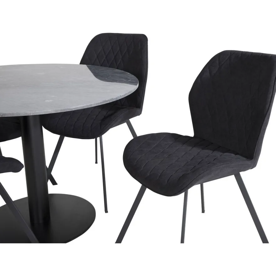 Ruokailuryhmä Venture Home, ø106cm musta Estelle-pöytä + 4 mustaa Gemma-tuolia
