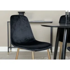 Ruokailuryhmä Venture Home, ⌀100cm musta Plaza-pöytä + 4 mustaa Polar-tuolia
