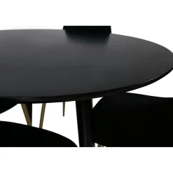 Ruokailuryhmä Venture Home, ⌀100cm musta Plaza-pöytä + 4 mustaa Polar-tuolia