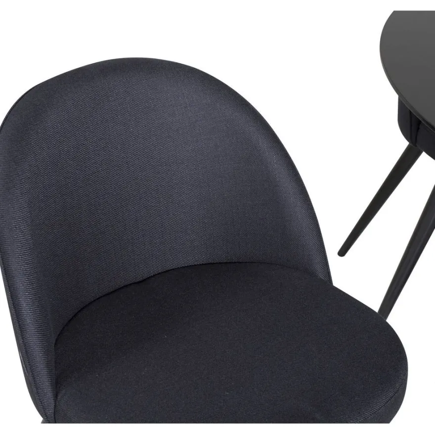 Ruokailuryhmä Venture Home, ⌀100cm musta Silar-pöytä + 4 mustaa Velvet-tuolia