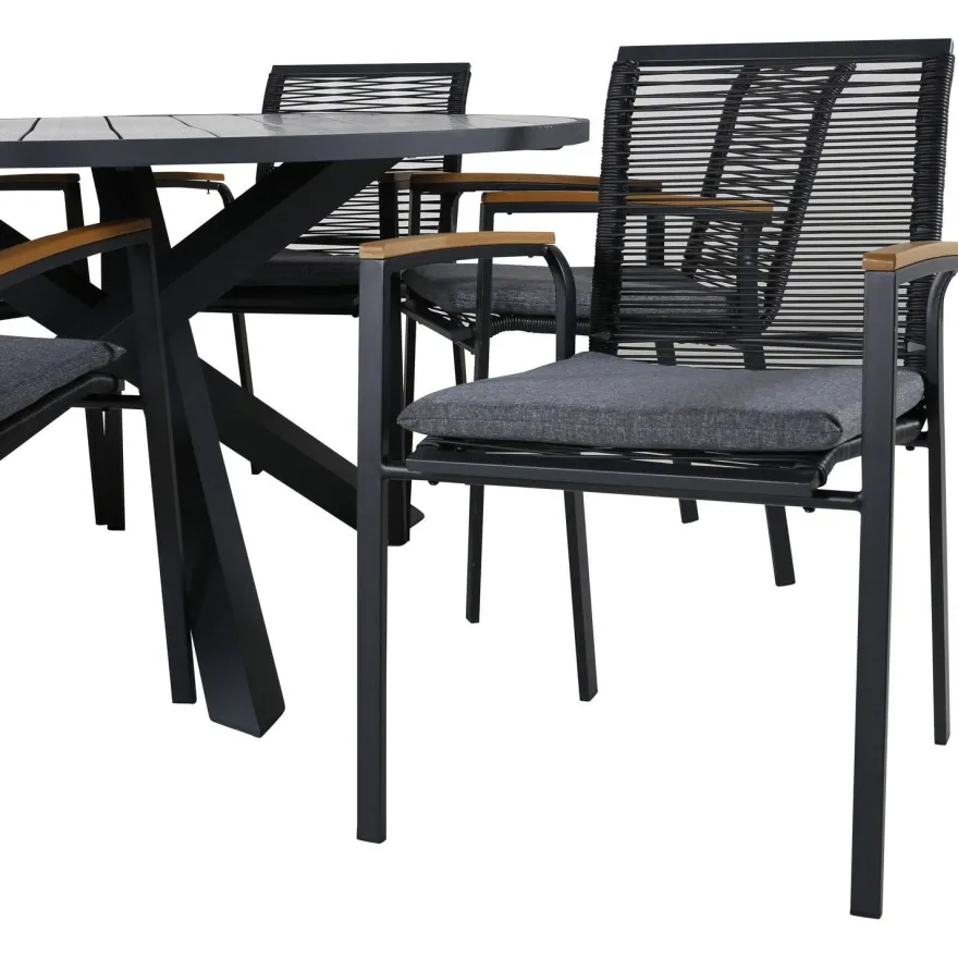 Ruokailuryhmä Venture Home, ø140cm Parma-pöytä + 6 Dallas-tuolia