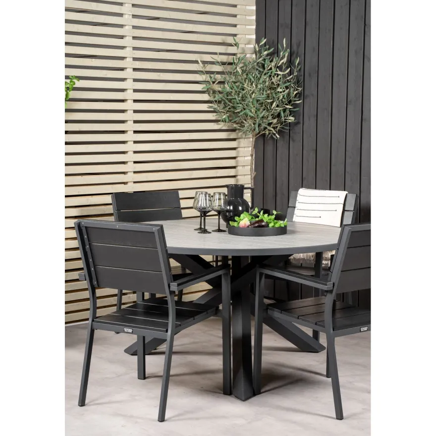 Ruokailuryhmä Venture Home, ø140cm Parma-pöytä + 4 Levels-tuolia