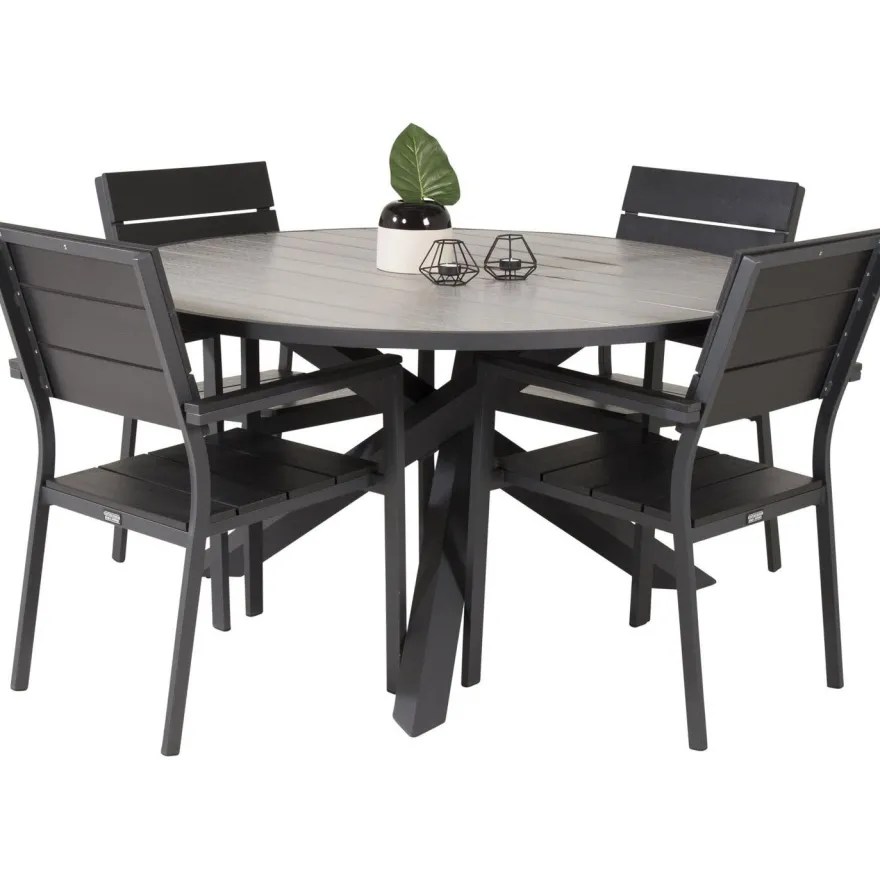 Ruokailuryhmä Venture Home, ø140cm Parma-pöytä + 4 Levels-tuolia