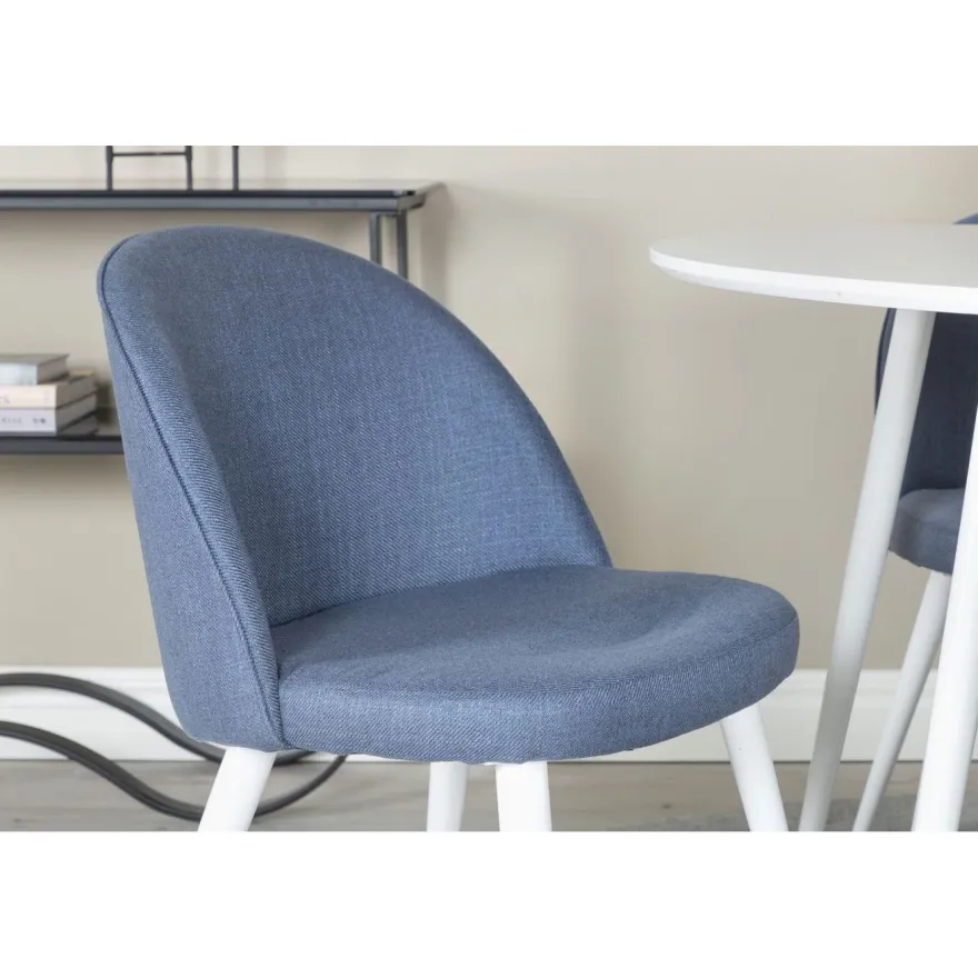 Ruokailuryhmä Venture Home, ⌀100cm Plaza-pöytä + 4 Velvet-tuolia kangasverhoilulla