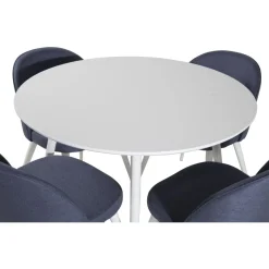 Ruokailuryhmä Venture Home, ⌀100cm Plaza-pöytä + 4 Velvet-tuolia kangasverhoilulla