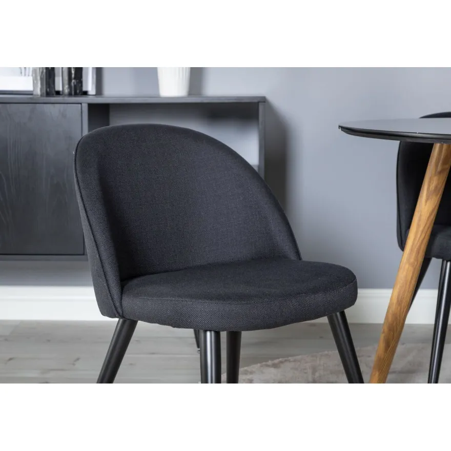 Ruokailuryhmä Venture Home, ⌀100cm Plaza-pöytä + 4 Velvet-tuolia kangasverhoilulla