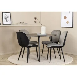 Ruokailuryhmä Venture Home, ⌀100cm Silar-pöytä + 4 harmaata Emma-tuolia