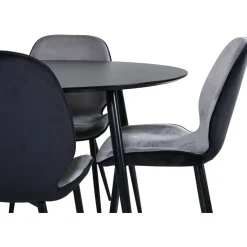 Ruokailuryhmä Venture Home, ⌀100cm Silar-pöytä + 4 harmaata Emma-tuolia