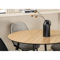 Ruokailuryhmä Venture Home, ⌀100cm Silar-pöytä + 4 harmaata Emma-tuolia