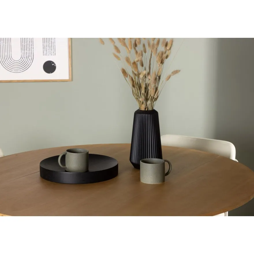 Ruokailuryhmä Venture Home, ⌀120cm Yakidon-pöytä + 4 beigeä Tvist-tuolia, keinonahka