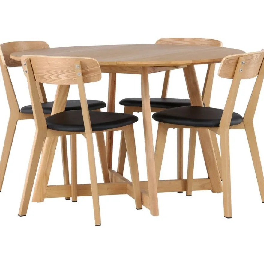 Ruokailuryhmä Venture Home, ⌀120cm Yakidon-pöytä + 4 Sanjos-tuolia
