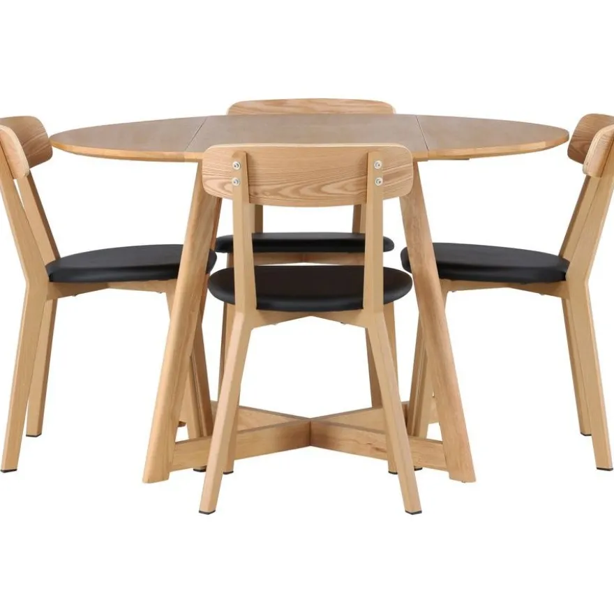 Ruokailuryhmä Venture Home, ⌀120cm Yakidon-pöytä + 4 Sanjos-tuolia