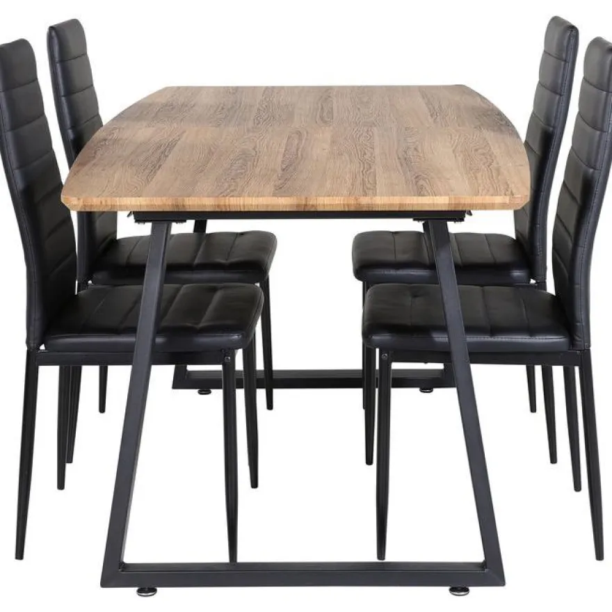 Ruokailuryhmä Venture Home, jatkettava Inca-pöytä + 4 Slim High-tuolia, keinonahka