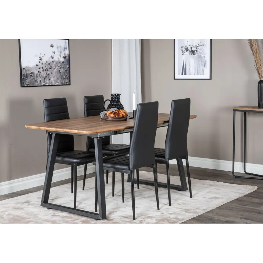 Ruokailuryhmä Venture Home, jatkettava Inca-pöytä + 4 Slim High-tuolia, keinonahka