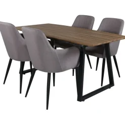 Ruokailuryhmä Venture Home, jatkettava ruskea/musta Inca-pöytä + 4 Comfort-tuolia