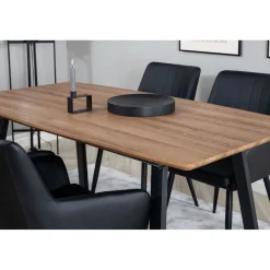 Ruokailuryhmä Venture Home, jatkettava ruskea/musta Inca-pöytä + 4 Comfort-tuolia