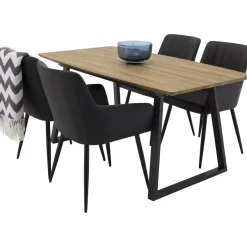Ruokailuryhmä Venture Home, jatkettava ruskea/musta Inca-pöytä + 4 Comfort-tuolia