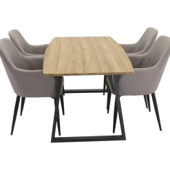 Ruokailuryhmä Venture Home, jatkettava ruskea/musta Inca-pöytä + 4 Comfort-tuolia