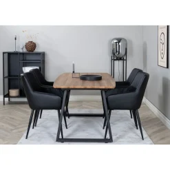 Ruokailuryhmä Venture Home, jatkettava ruskea/musta Inca-pöytä + 4 Comfort-tuolia