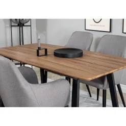 Ruokailuryhmä Venture Home, jatkettava ruskea/musta Inca-pöytä + 4 Comfort-tuolia