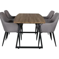 Ruokailuryhmä Venture Home, jatkettava ruskea/musta Inca-pöytä + 4 Comfort-tuolia