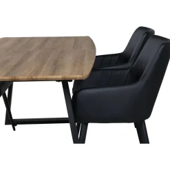 Ruokailuryhmä Venture Home, jatkettava ruskea/musta Inca-pöytä + 4 Comfort-tuolia