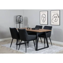 Ruokailuryhmä Venture Home, jatkettava ruskea/musta Inca-pöytä + 4 Comfort-tuolia