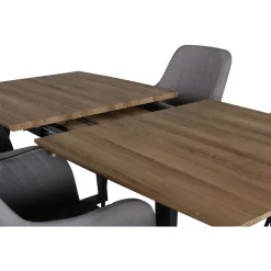 Ruokailuryhmä Venture Home, jatkettava ruskea/musta Inca-pöytä + 4 Comfort-tuolia
